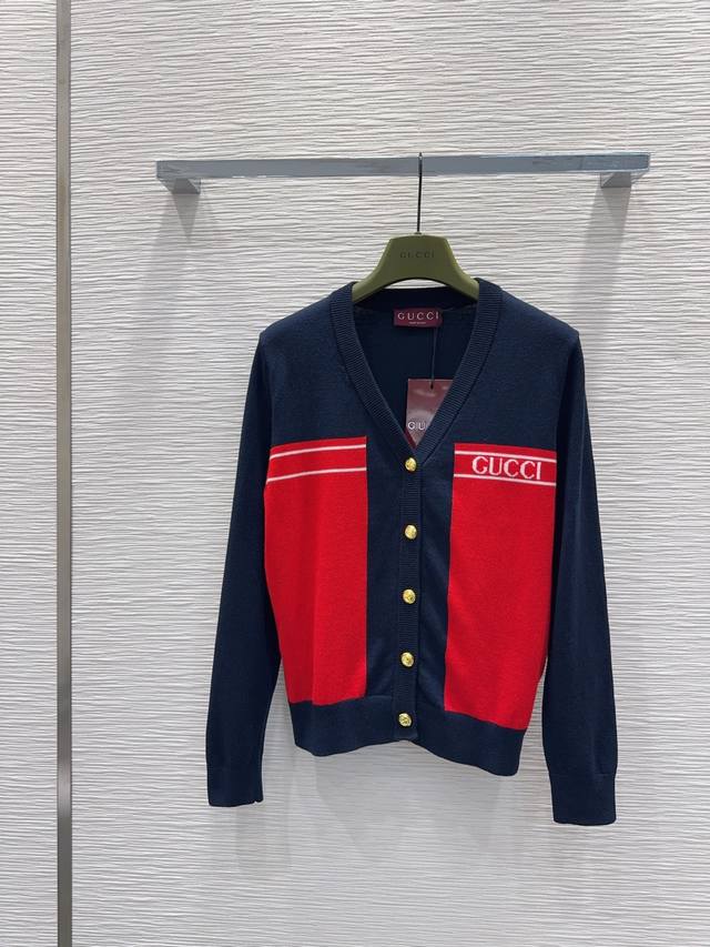 Gucc*2025Fw New Classic Cardigan Sweater, 100% wool, with a soft, delicate textu