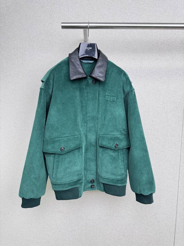 Miumiu 2025 Autumn/Winter New Corduroy Leather Collar Puffer Jacket, this time i