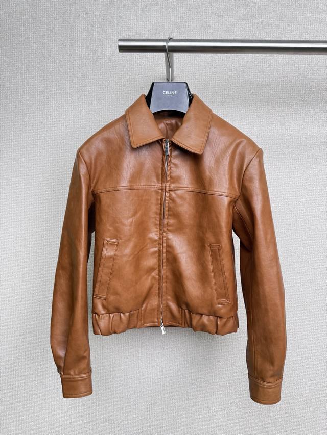 Jacques Wei designer brand's new yellow-brown short leather jacket for early fal