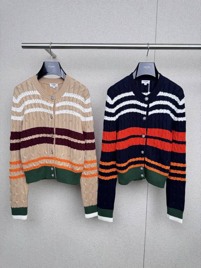 Chanel 2025 Autumn/Winter new round-neck striped knitted cardigan. My dears, tod