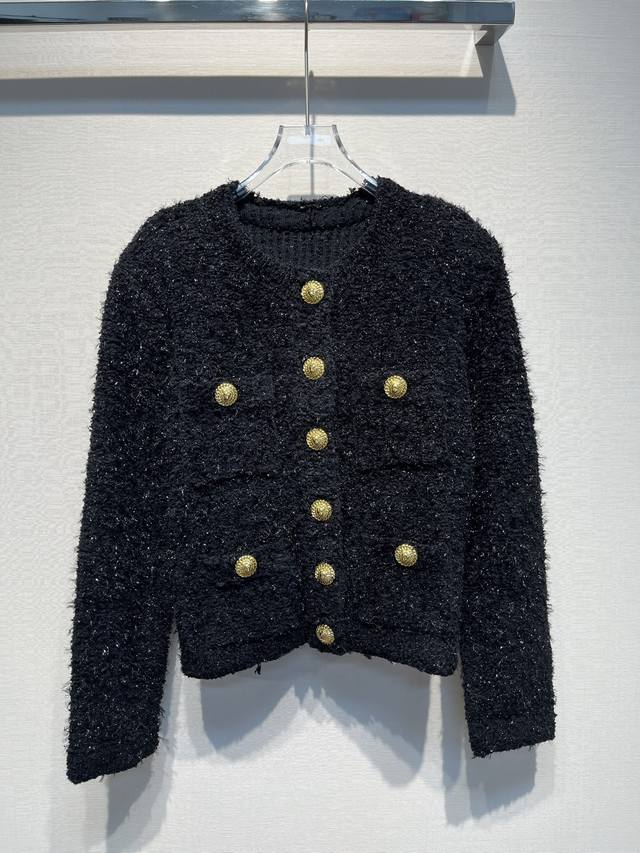 2025 Autumn and Winter New B Gold Button Tweed Cardigan Jacket Size: S- L