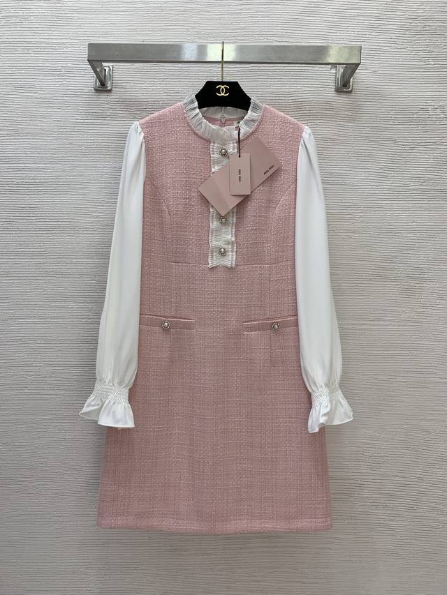 Miumi*Miumi's new high-end custom-made diamond-studded flower buttoned ruffled p
