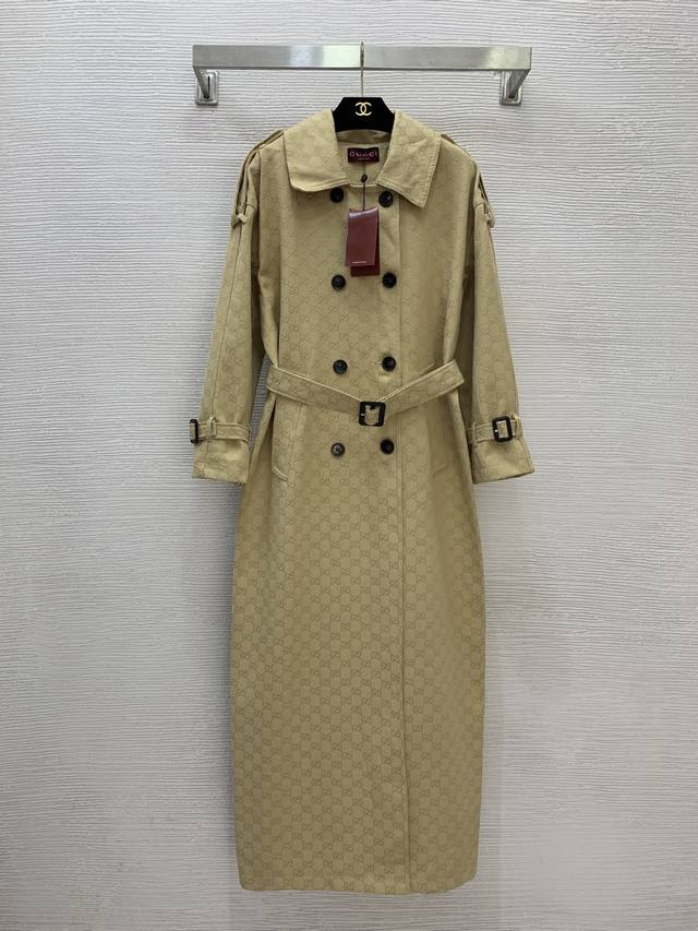 Gucc* New custom GG monogram jacquard fabric, double-breasted lapel, loose and f