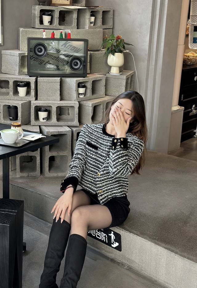 Chane* New autumn and winter high-end custom wool blend contrast color twist str