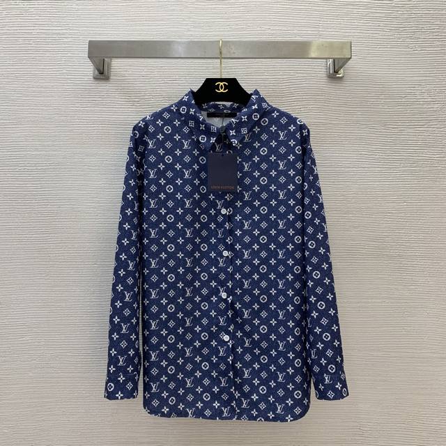 Louis* Lv's new all-over monogram logo print, loose-fitting, button-down, lapel,