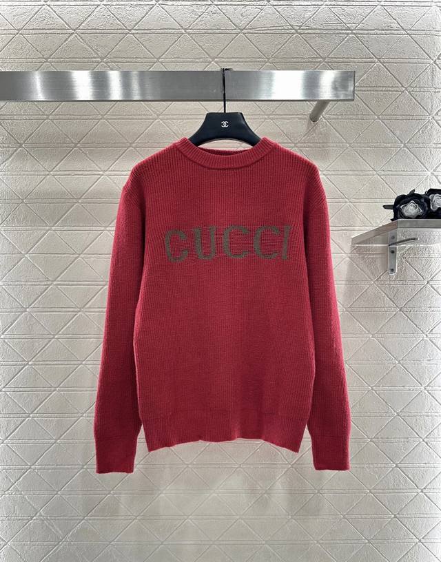 Gucc*2025 New Arrivals Simple Letter Pullover Sweater Custom-woven Yb wool yarn