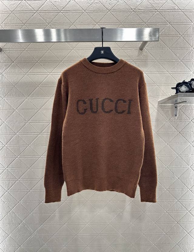 Gucc*2025 New Arrivals Simple Letter Pullover Sweater Custom Yb wool yarn weave,