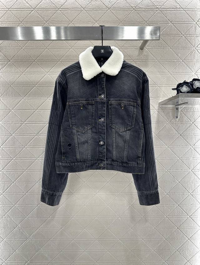 Dio*2025 New Arrivals Plush Lapel Denim Jacket and Skirt Set Custom Yb twill cot