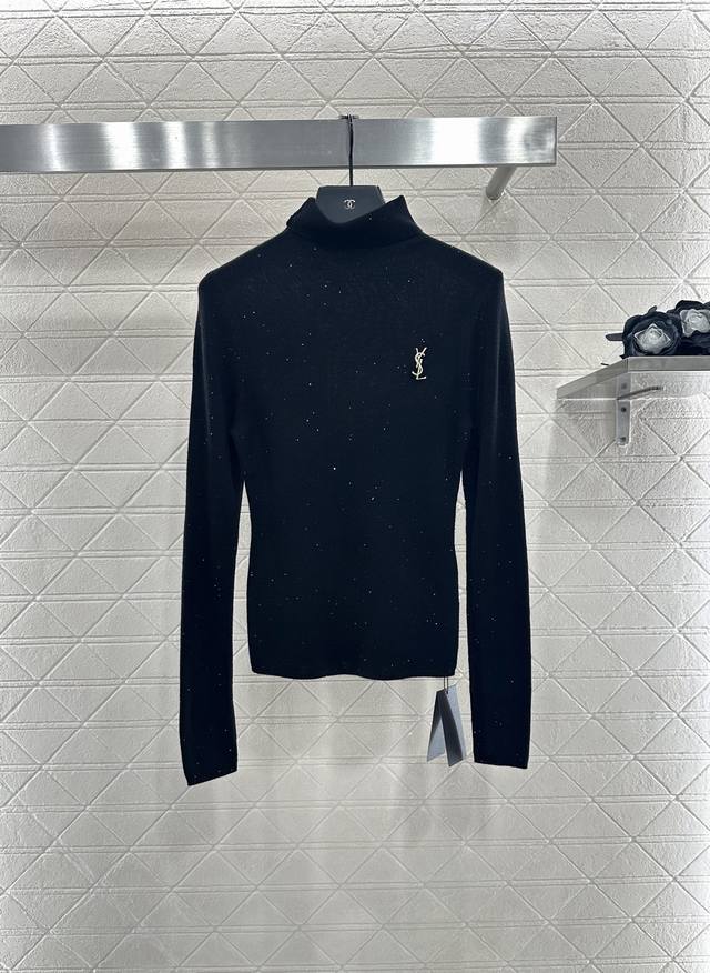 Saint Lauren*2025 New Arrivals Turtleneck Brooch Bottoming ShirtCustom Yb Tencel