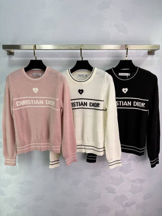 Dio*2025 Early Fall new style heart-shaped knitted long-sleeved top, custom-wove