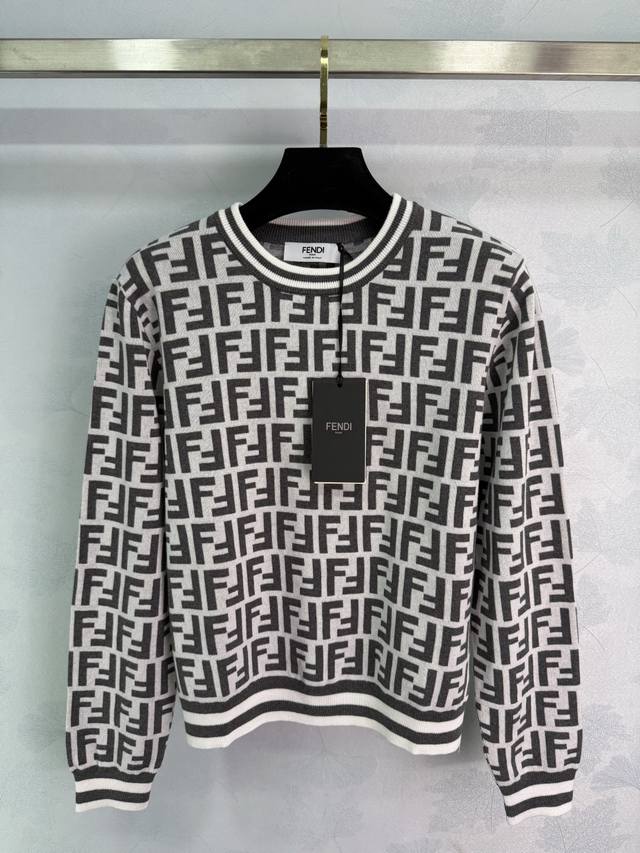 Fend* New 2025 Early Fall jacquard knit long-sleeve sweater! Custom-woven wool y