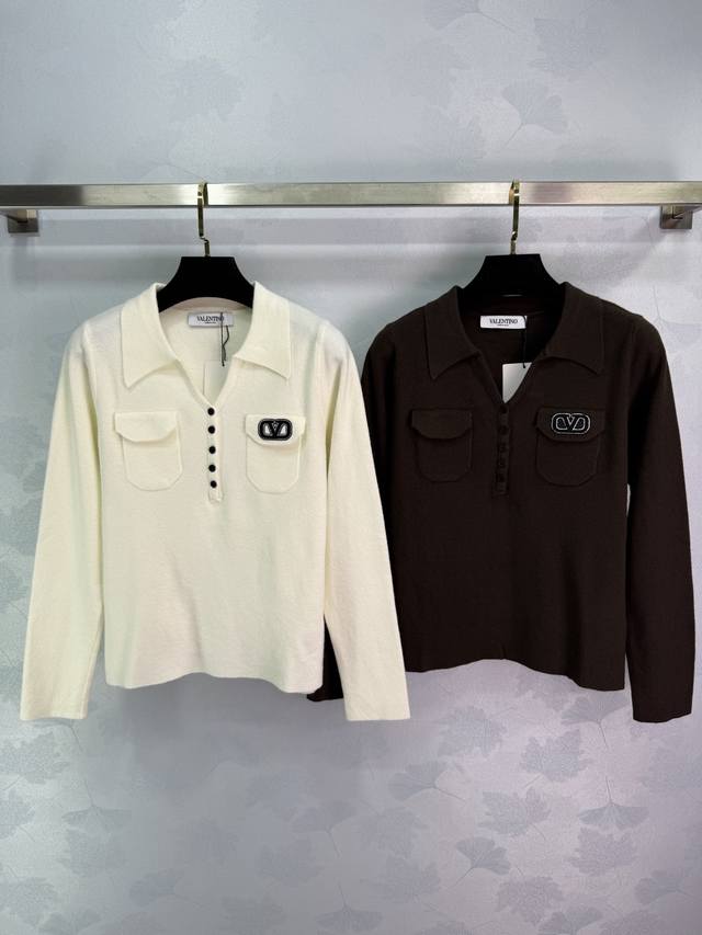 Va*25 New Early Fall Knit Cardigan. Classic logo embroidery on the chest. Lapel