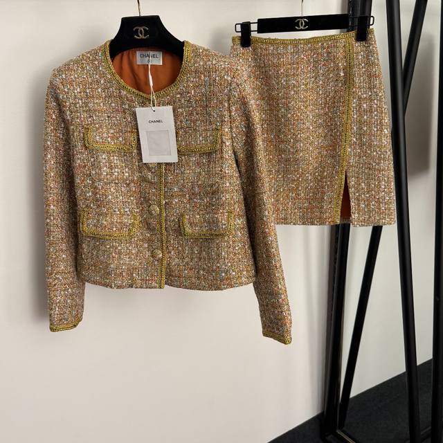 Style No. 20255925 Chane* new style suit, four-pocket tweed round neck long-sle
