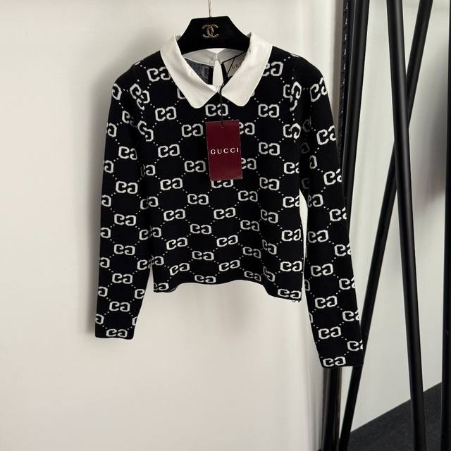 Style No. 20255914 Gucc* New monogram Gg letter colorblock lapel stitching long