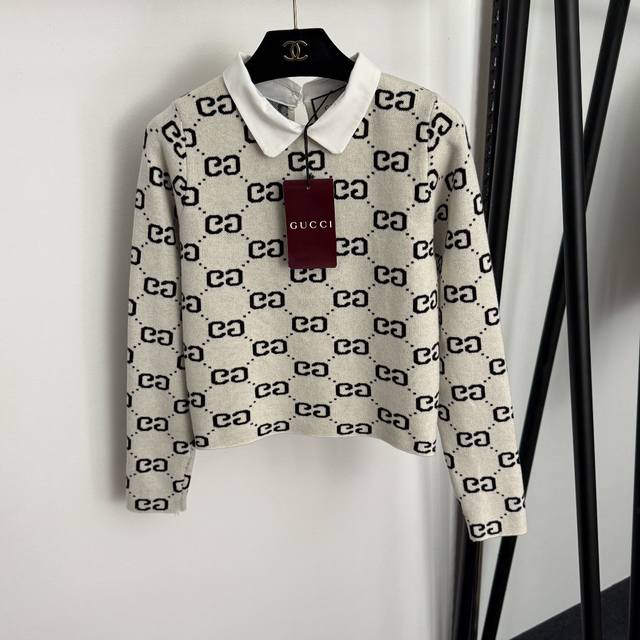 Style No. 20255914 Gucc* New monogram Gg letter colorblock lapel stitching long