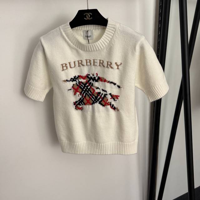 Style No. 20255912 Burberr* newest Warhorse Knight logo jacquard pullover short