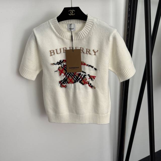 Style No. 20255912 Burberr* newest Warhorse Knight logo jacquard pullover short