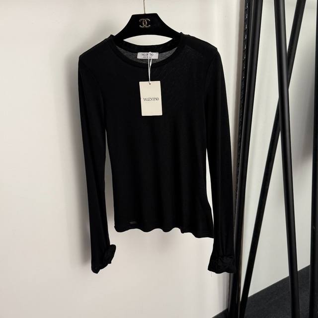 Style No. 20255902 Valentin's new 3D rose cuffs slim-fit long-sleeved T-shirt,