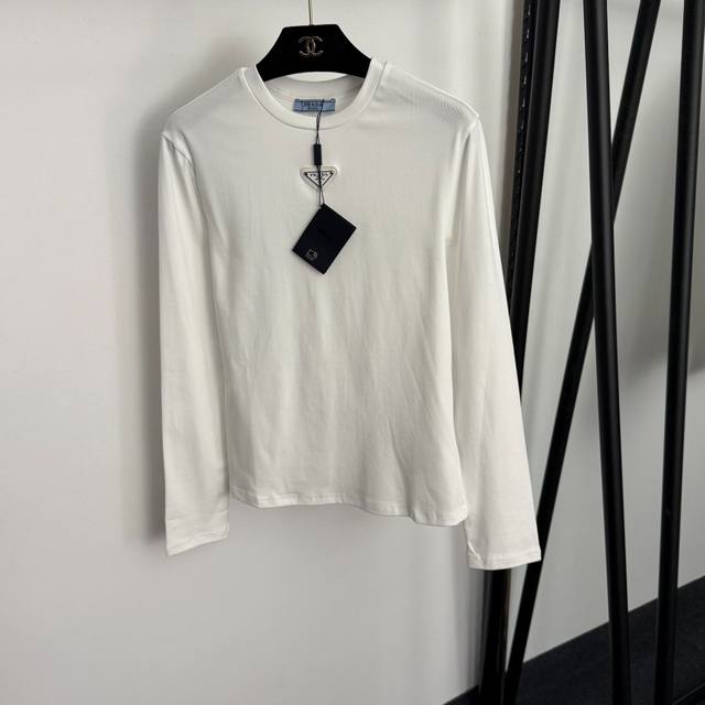 Style No. 20255900 prad* new logo triangle long-sleeved T-shirt, white, brown,