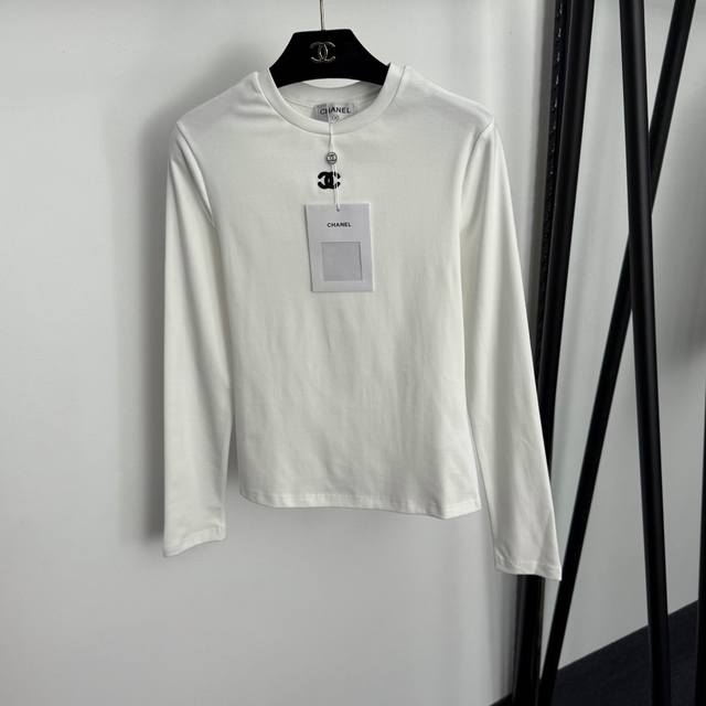 Style No. 20255897 Chane* new Chanel logo embroidered long-sleeved T-shirt, whi