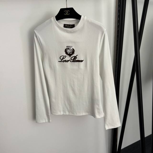 Style No. 20255895 Loro piana*Lp new flocked logo embroidered long-sleeved T-sh