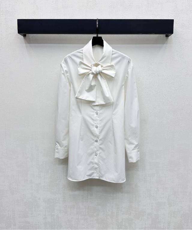 Chane*2025 New Arrival: Custom-Made Ribbon-Draped Shirt Dress Made of YB Importe