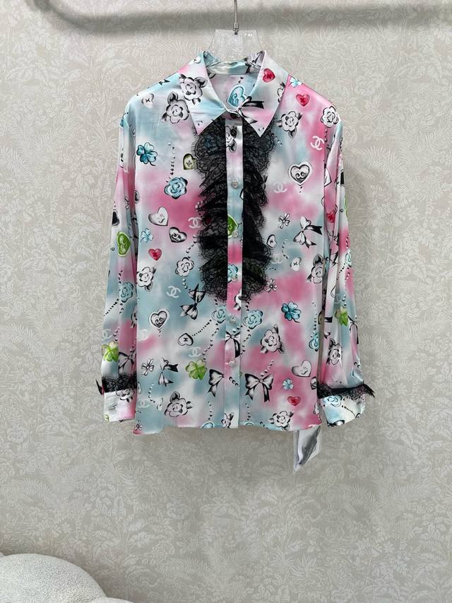 Chan*L 25 new mulberry silk jewel print shirt. 100% silk fabric. Pay attention t