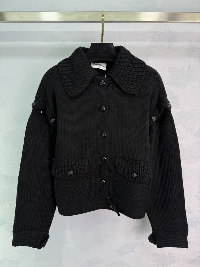 Ch*25 New fall/winter knitted cardigan with a stand-up collar and double pockets