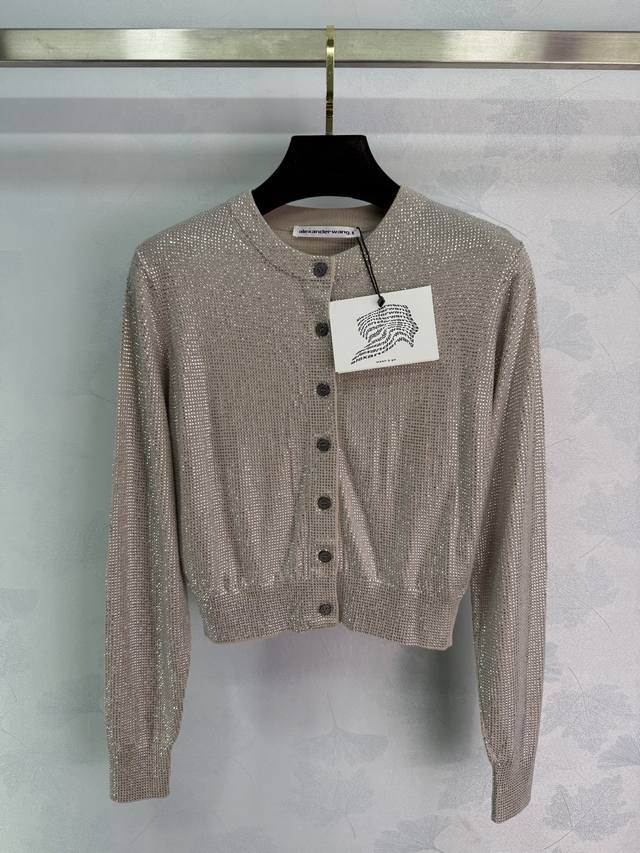 Ale*25 New Early Fall Starry Rhinestone Cardigan, Round Neck, Single-Breasted De