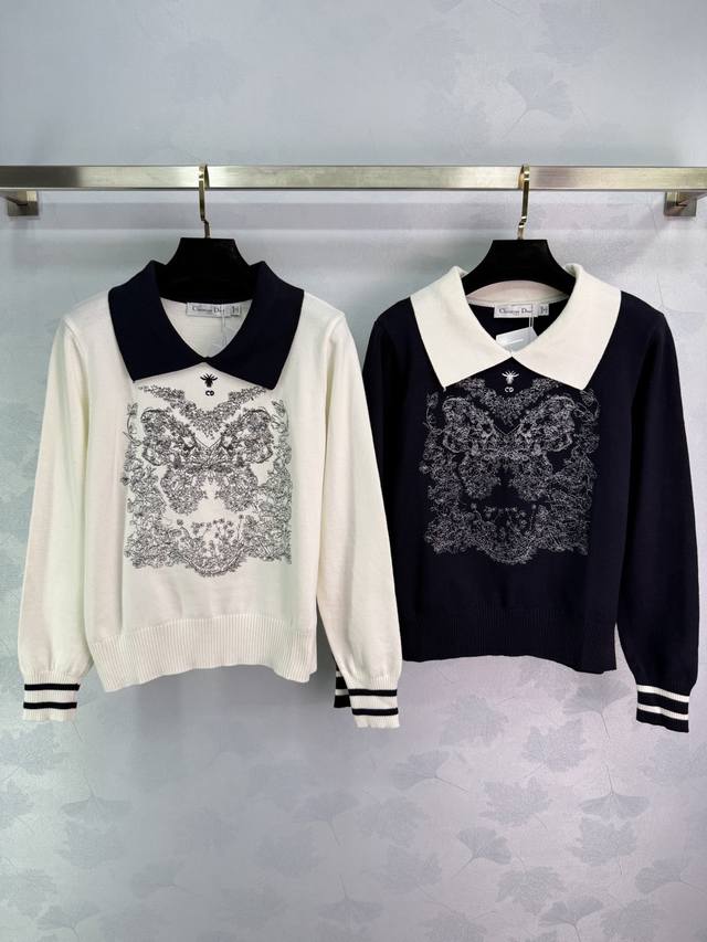 Dio*25 New Early Fall Butterfly Embroidered Sweater Custom-Made Wool Fabric for