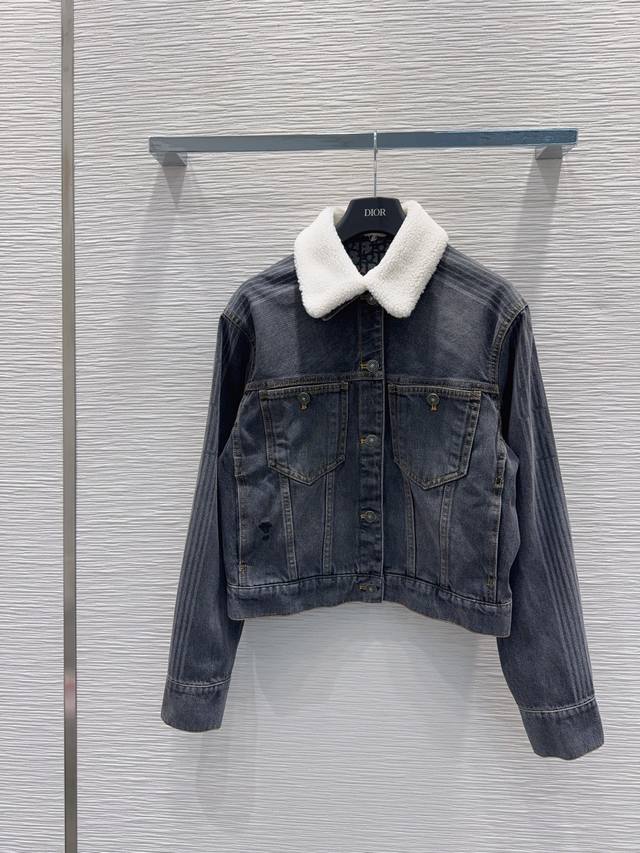 Christian Dio*2025Fw new high-top jacket ~ Super stylish new denim washed with a