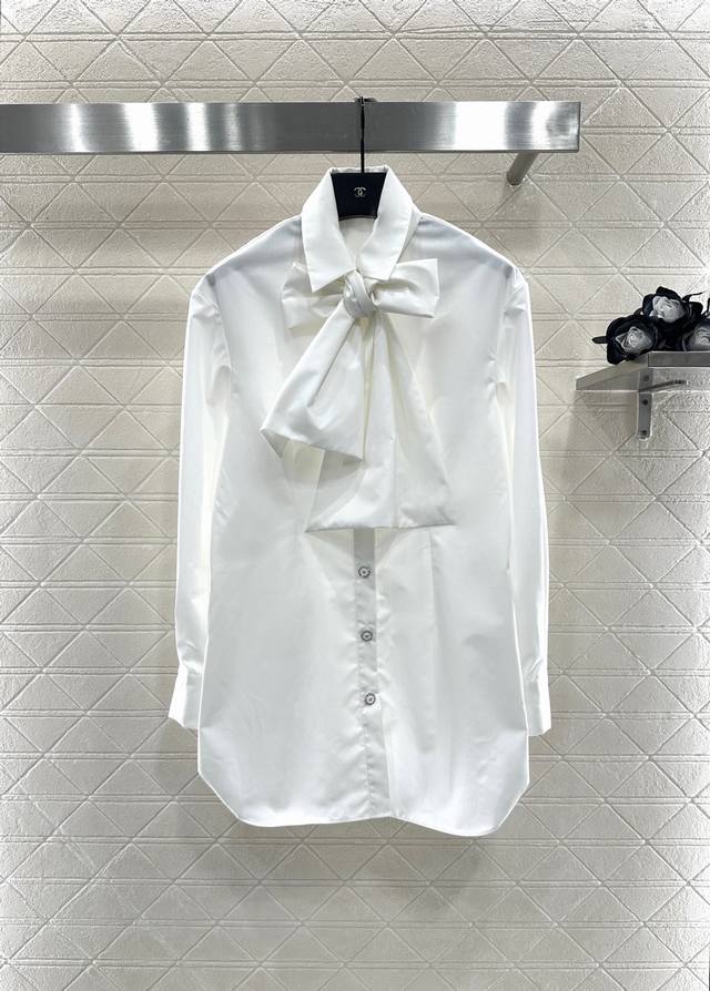 Chane*2025 New Arrivals Bow Midi Shirt . Made from 100% cotton twill, this shir