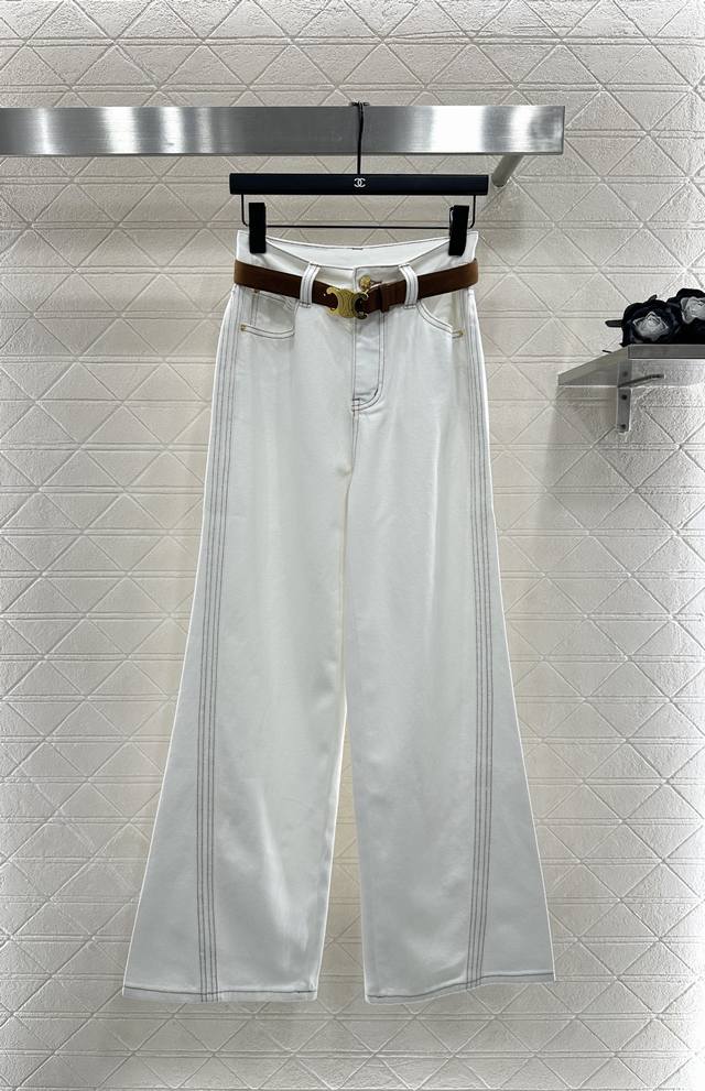 Celin* 2025 New Arrivals Straight-Leg Belt Contour Jeans Custom Yb twill cotton