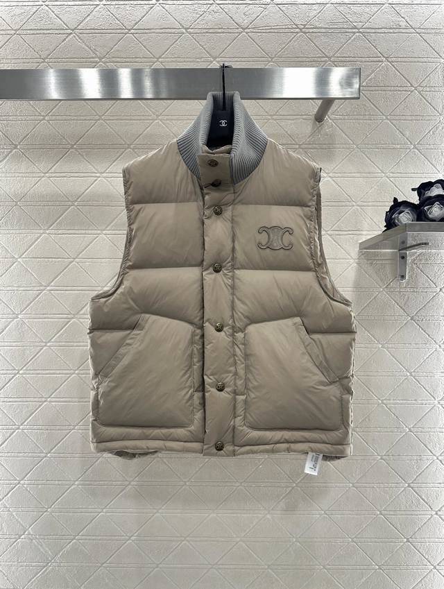 Celin* 2025 New Arrivals Threaded Stand-Collar Contrast-Color Quilted Vest Custo