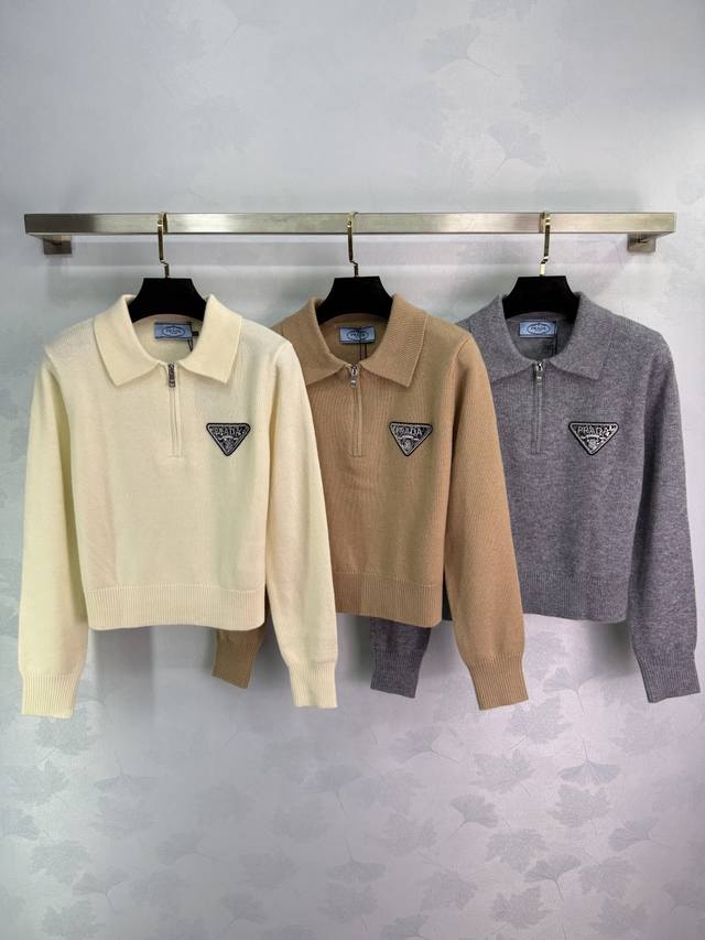 pr*2025 Early Fall new style lapel half-zip top. Custom-woven from imported wool