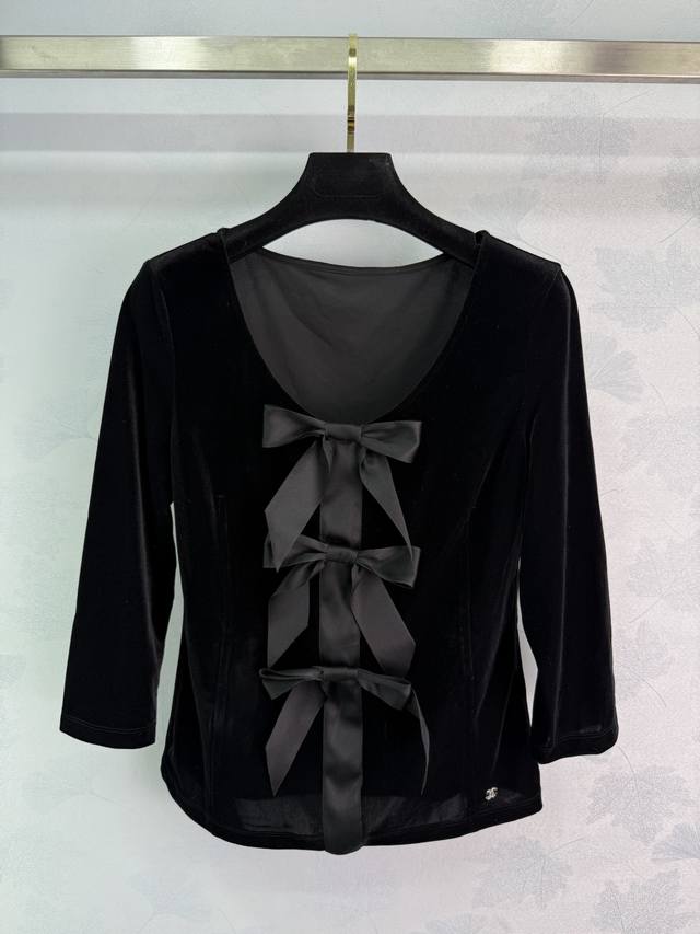 Chane*2025 Early Fall new style, sweetheart neckline, bow-knot mid-sleeve top. C