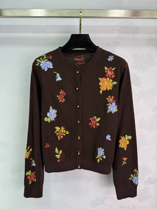 Er*25 New Early Autumn Floral Embroidered Cardigan Colorful Flowers Embroidered