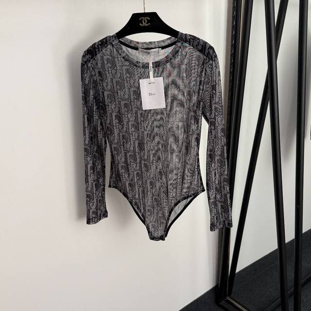 Style No. 20255870 Dio* new D brand monogram logo print long-sleeved mesh bodys