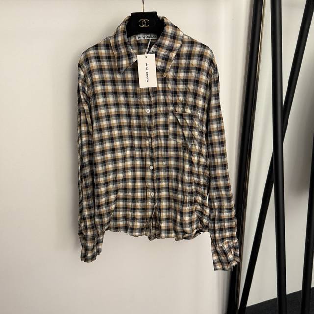 Style No. 20255865 Acne Studio* new pleated plaid cotton long-sleeved shirt, ap