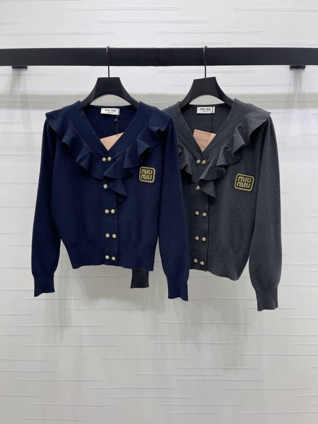 New, original, high-quality, Miumi* 2025 Early Fall collection! Ruffled V-neck