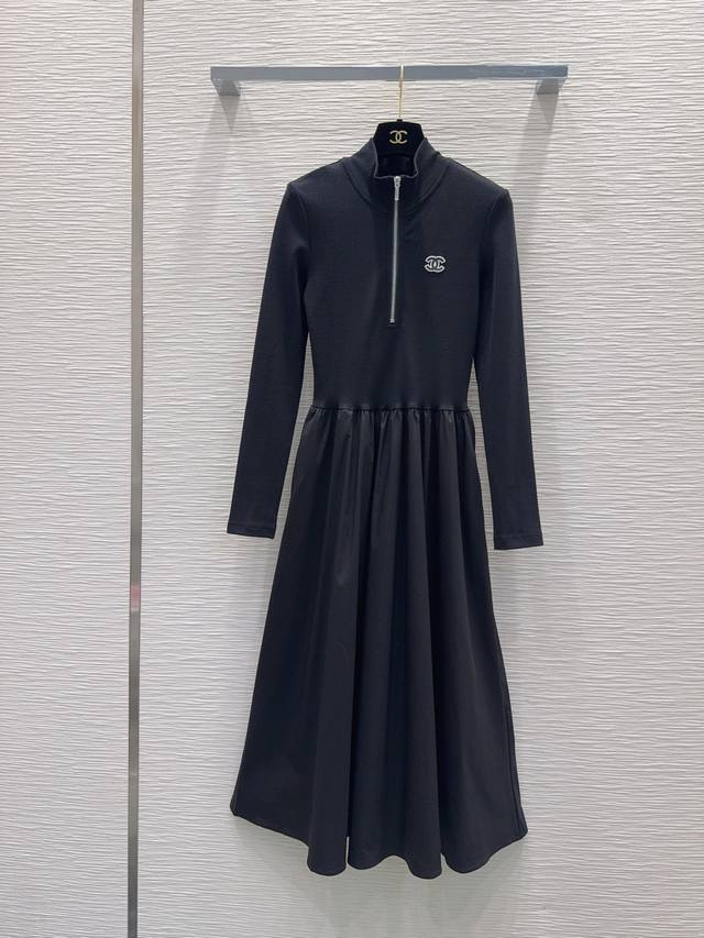 Chane*2025Fw new dress, elastic thread patchwork shirt fabric, contrasting doubl