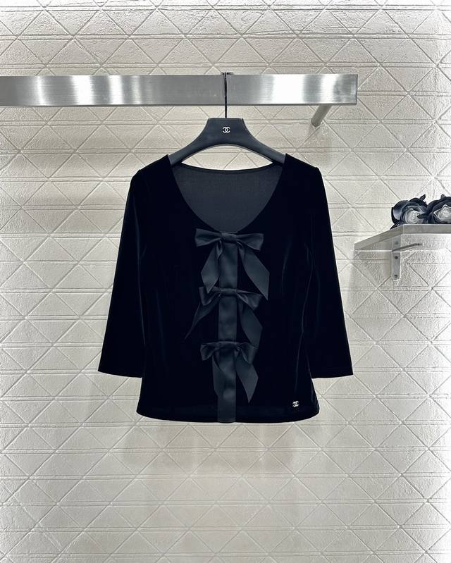 Chane*2025 New Arrivals Sweetheart Neck Bow Mid-Sleeve Top Custom Yb imported ve