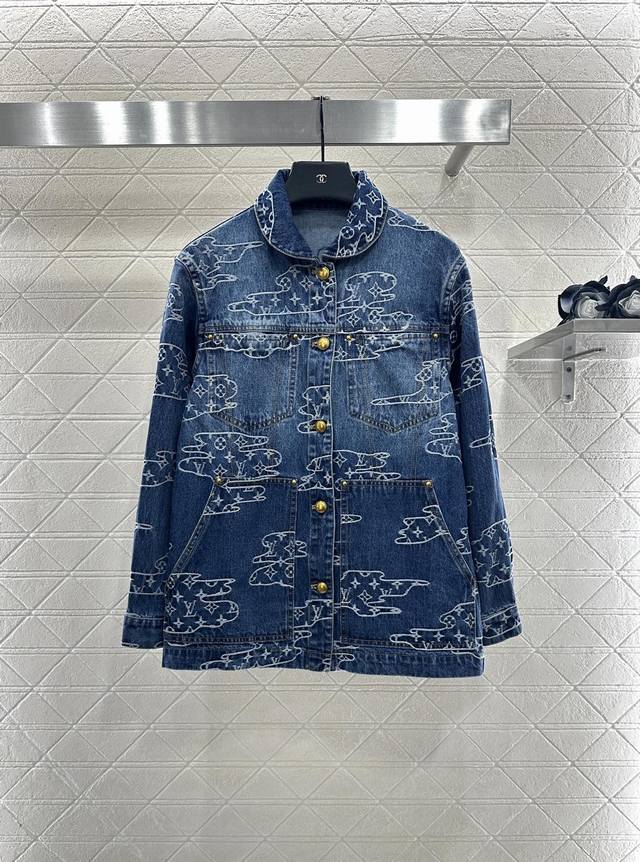 Louis Vuitto*2025 New Arrivals Jacquard Denim Jacket and Trousers Set Custom Yb
