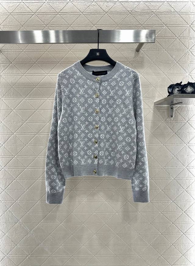 Louis Vuitto*2025 New Arrivals Jacquard Knit Cardigan Custom Yb wool yarn for a