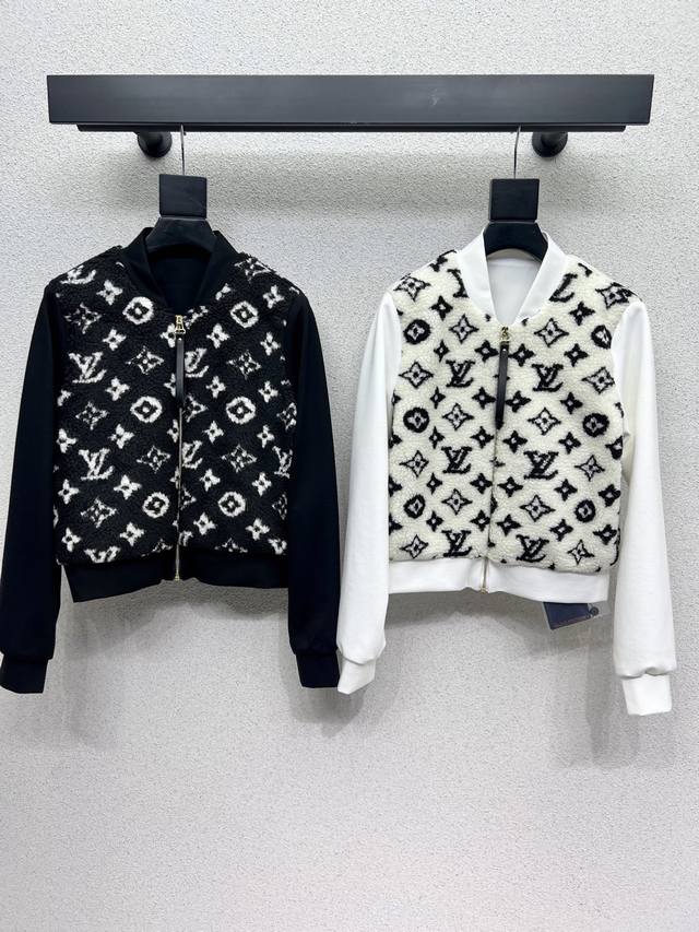 L Homemade monogram lambswool casual jacket with custom molds and hardware. A gr
