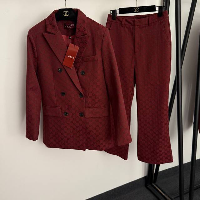 Style No. 20255833 Gucc* new suit, monogram Gg jacquard double-breasted long-sl