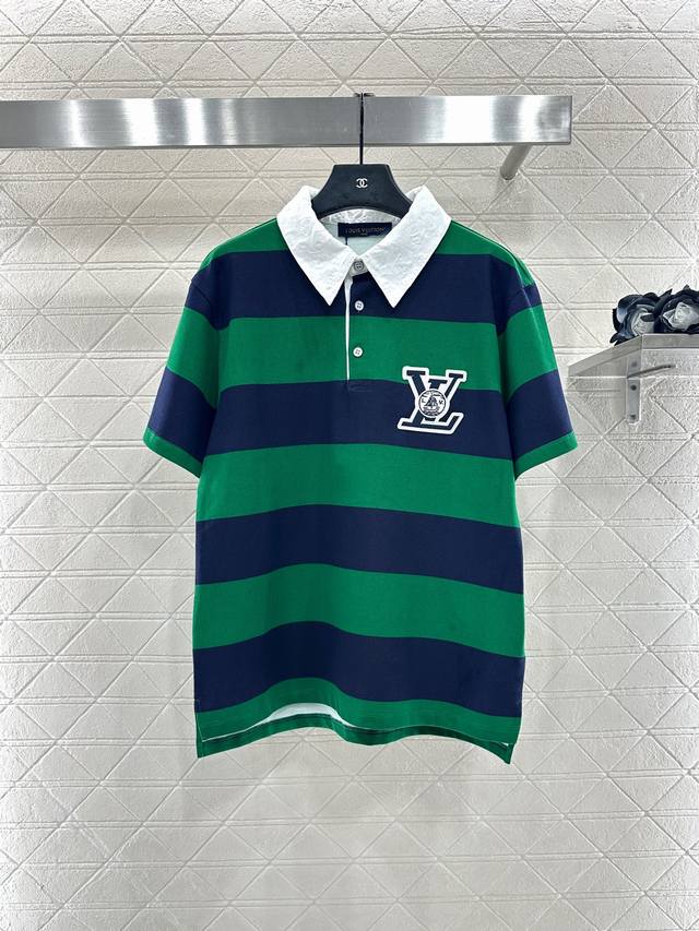 Louis Vuitto*2025 New Arrivals Striped Short Sleeve Custom Yb Red Cotton Woven,