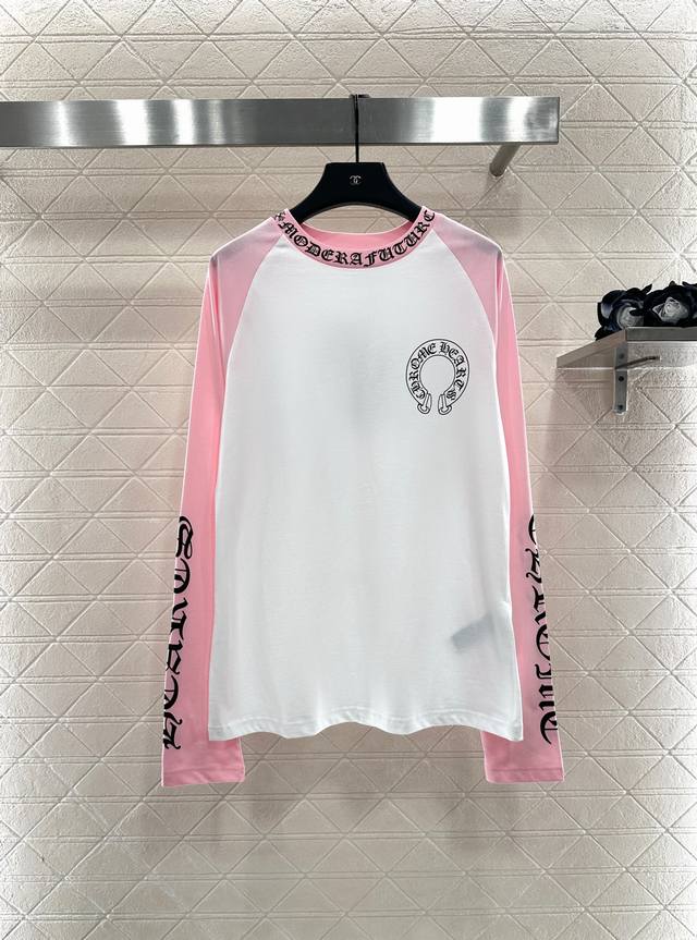 Chrome Hear*2025 New Arrival Letter Print Contrast Raglan Long Sleeve Top Custom