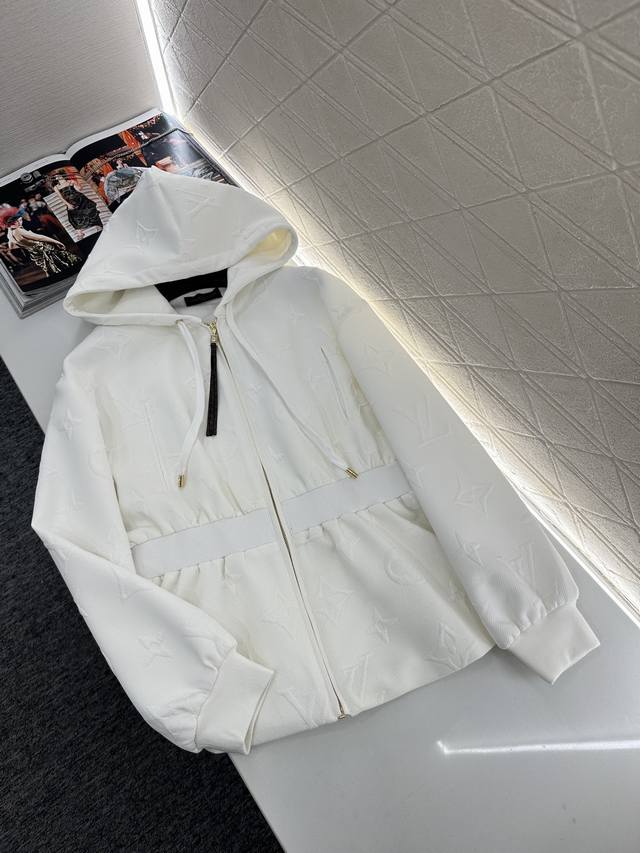 Louis Vuitto*2025 New Arrivals Embossed Hooded Waisted Jacket and Pants Set Cust