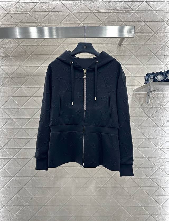 Louis Vuitto*2025 New Arrivals Embossed Hooded Waisted Jacket and Pants Set Cust